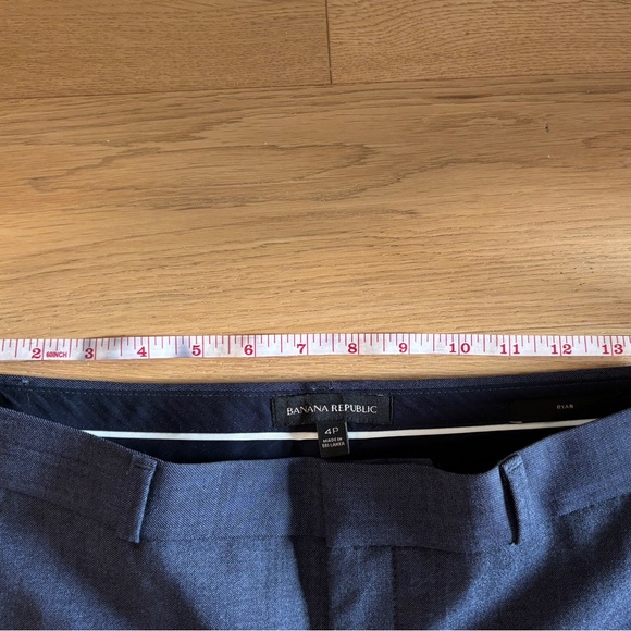 Banana Republic Lightweight Wool Navy Pants Ryan Slim Straight Size 4 Petite - Picture 5 of 7